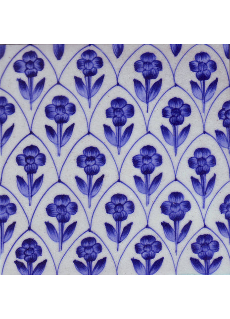 Lime Green Flowers and leafs with White Base Tile