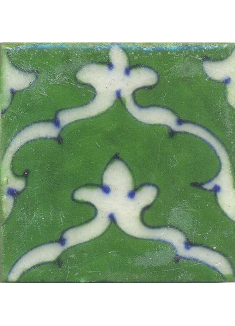 White Pattern On Green Base Tile