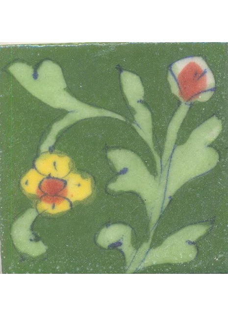 Handpainted Green Color Ceramic Kitchen Backsplash Tile