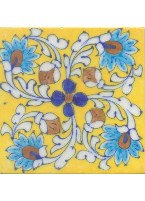 Turquoise Flower amd Yellow Tile