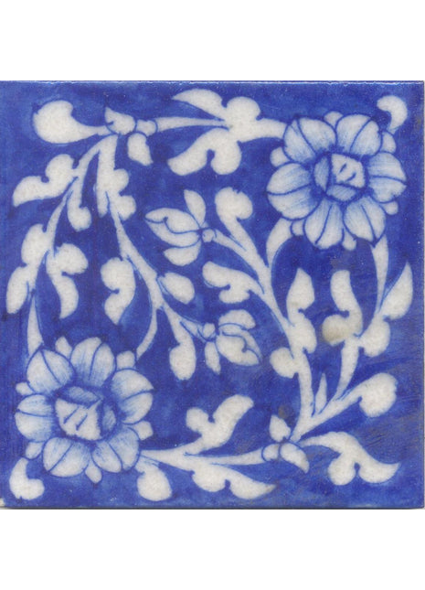 White leaves and Blue tile