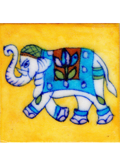 Handcrafted Elephant Design Kitchen Backsplash Ceramic Tile
