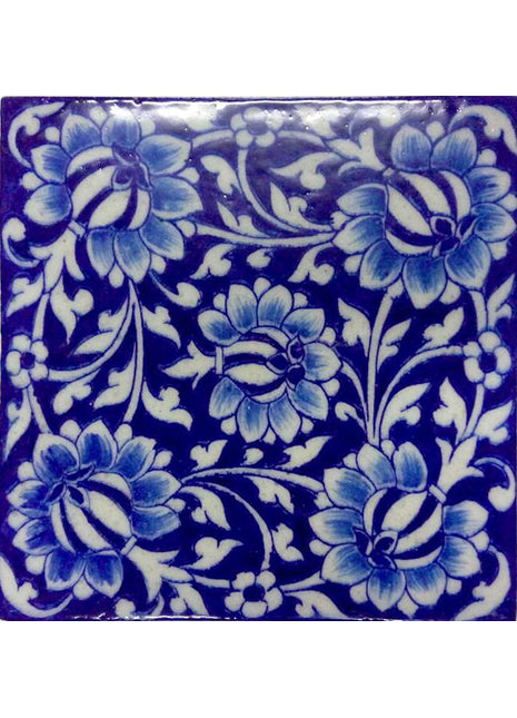 Blue Floral Design Kitchen Backsplash Tile 6x6''