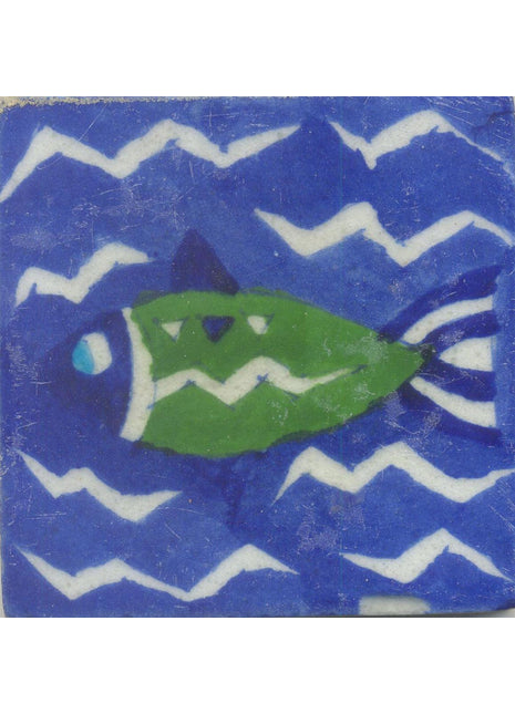 Green and Blue Fish with Blue Base Tile