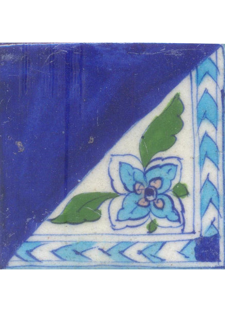 Half an Tile Design and Half an Blue Color Tile