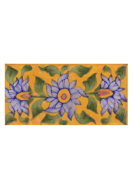 Light Blue Flower on Yellow Base Tile