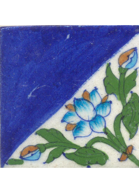Handcrafted Designer Kitchen Backsplash Blue Pottery Tile