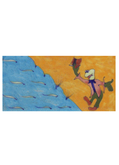 Cartoon design on Yellow and Turquoise Base Tile