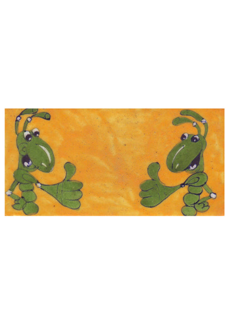 Two Green Cartoon design with Yellow Base Tile-01
