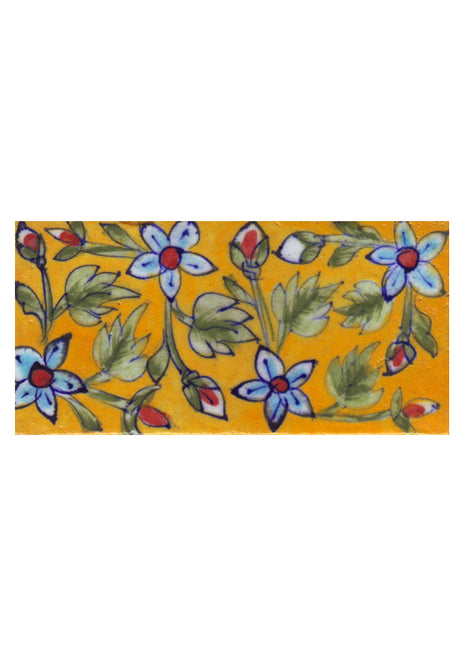 Flowers Design on Yellow Base Tile
