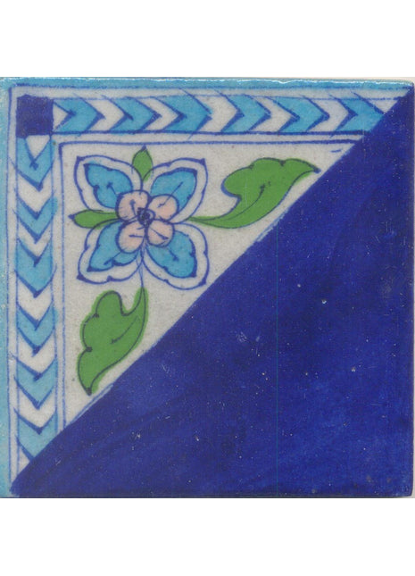Half an Tile Turquoise,Green and Pink design and half an Blue color Tile