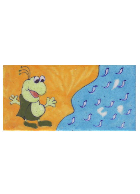 Cartoon design on Yellow and Turquoise Base Tile