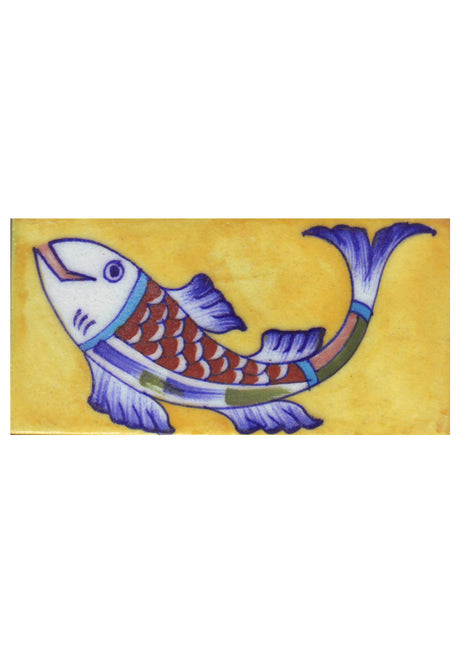 Brown,Blue and Green fish with Yellow Base Tile