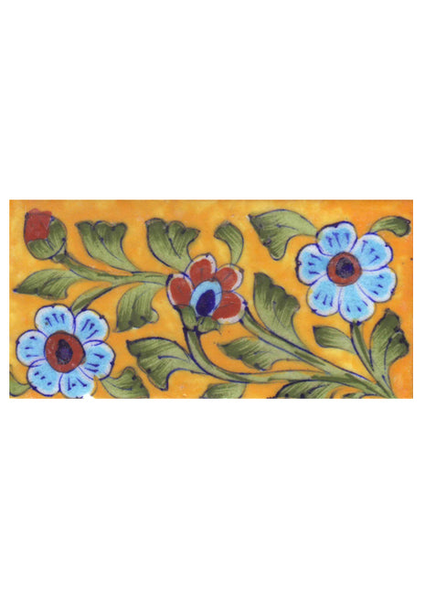 Flowers Design on Yellow Base Tile