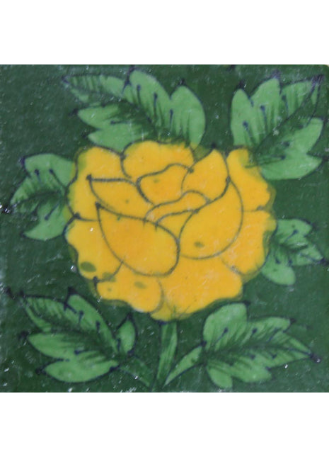 Yellow flower on green tile (3x3-bpt11)