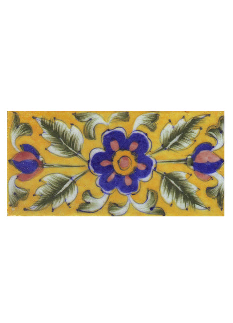 Blue Flowers on Yellow Base Tile
