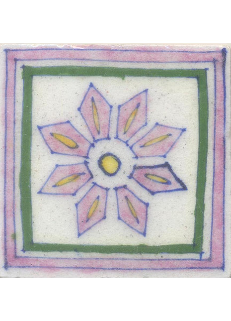 Pink design Tile with White Base Tile