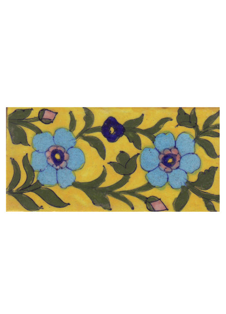 Flowers Design on Yellow Base Tile