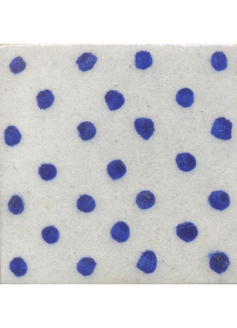 Blue Polka Dots with White Base Tile