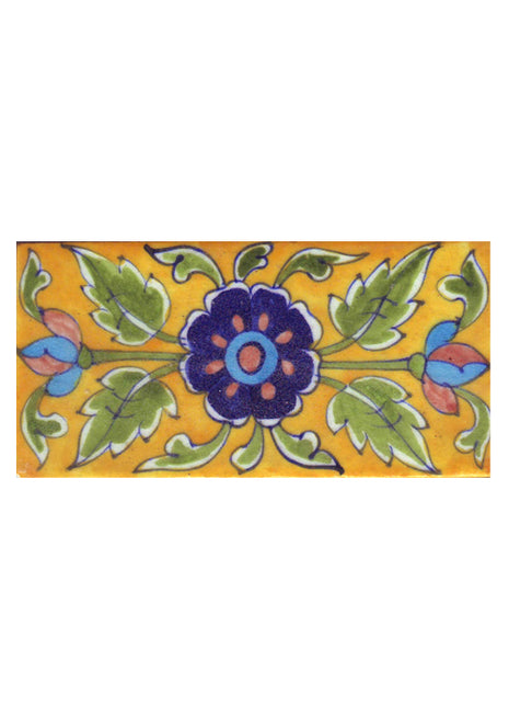 Flower Design on Yellow Base Tile