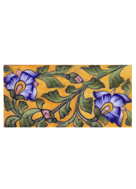 Blue Shading Flower and Green Shading Leaf with Yellow Base Tile4
