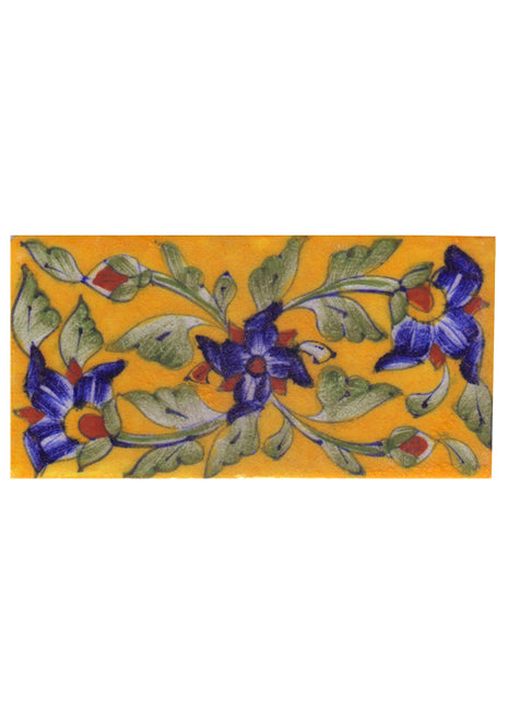 Blue and Brown Flowers and Green Shading leaf with Yellow Base Tile3