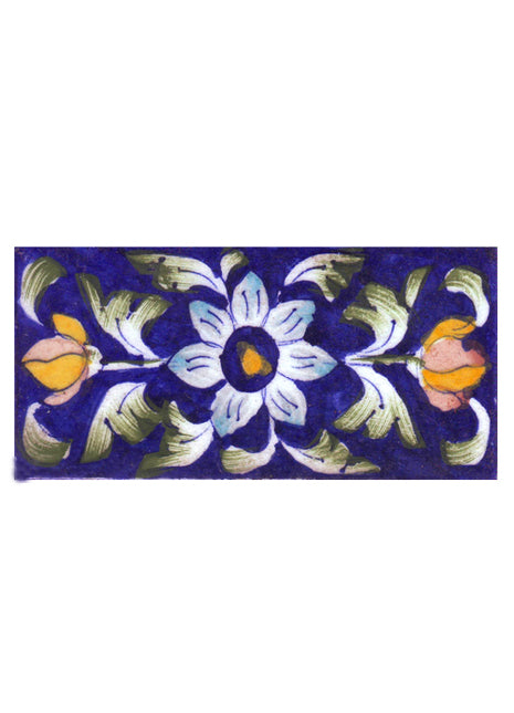 Blue and Yellow Flower and Green Shading leaf with Blue Base Tile5