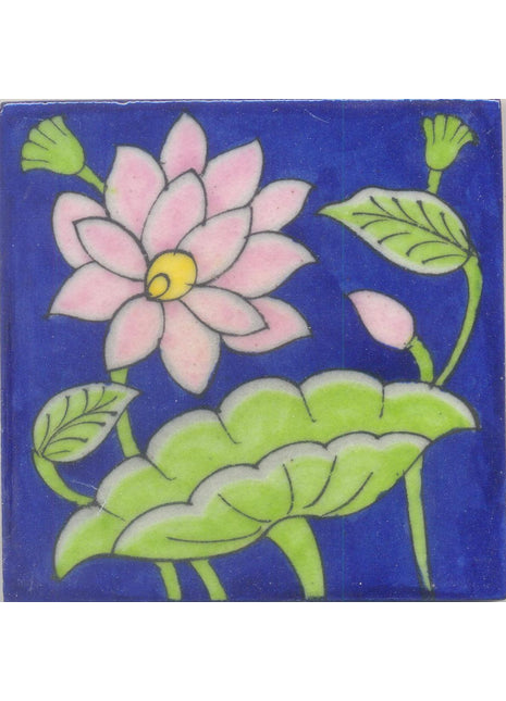 Luxury Kitchen Backsplash Floral Design Blue Pottery Tile