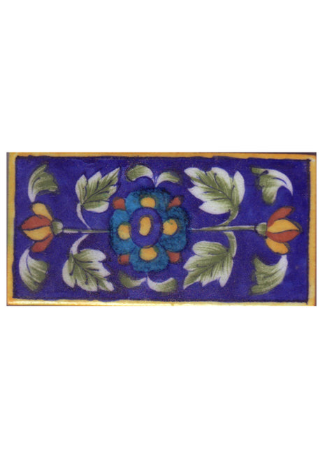 Turquoise,Yellow, Blue and Green Shading leaf with Blue Base Tile