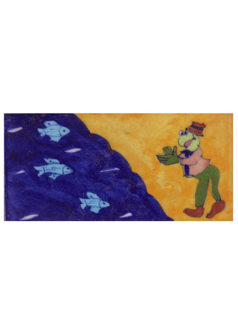 Brown,Green and Blue Cartoon design wtith Yellow, Blue Base Tile