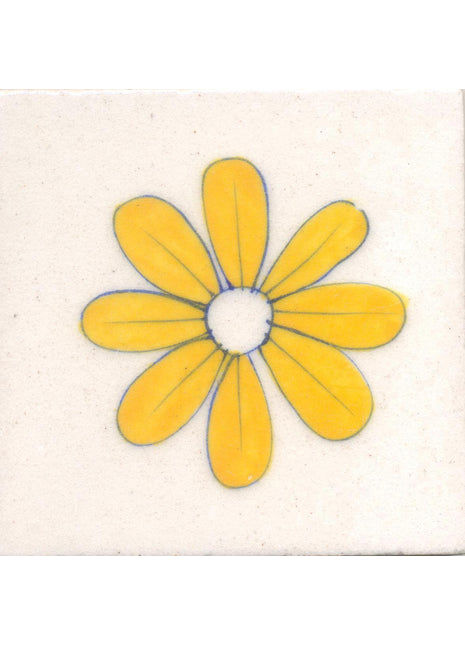 Yellow Flower and White Base Tile
