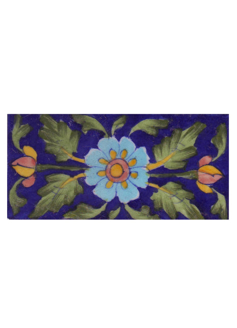 Flowers Design on Blue Base Tile