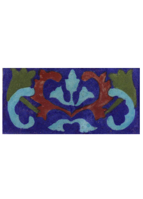 Turquoise,Brown and Green design with Blue Base Tile