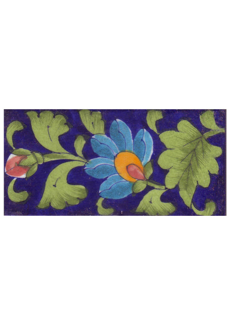 Flowers Design on Blue Base Tile