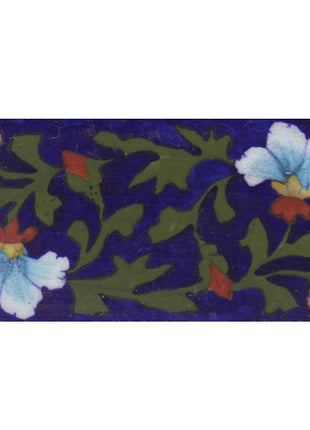 Turquoise Shading Flowers and Green leaf with Blue Base Tile1