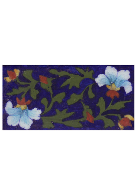 Turquoise Shading Flowers and Green leaf with Blue Base Tile1