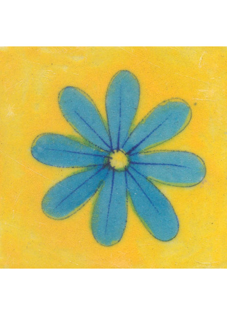 Turquoise Flower and Yellow Base Tile