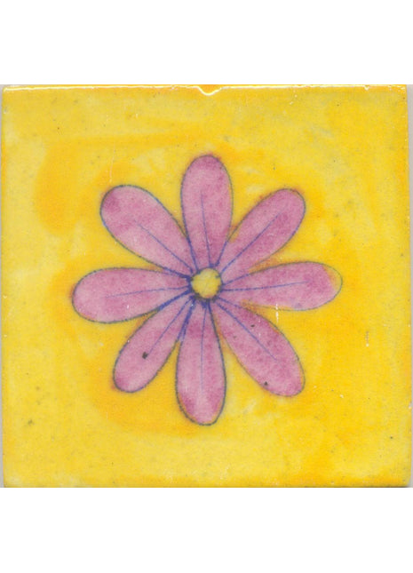 Pink Flower and Yellow Base Tile