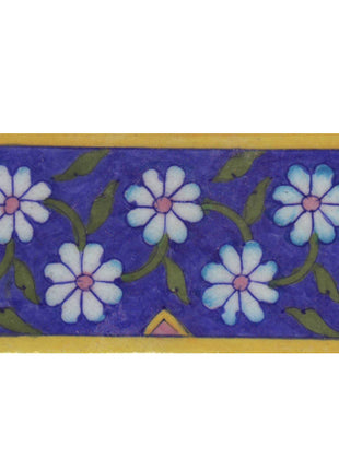 Turquoise Shading Flowers and Green leaf with Blue Base Tile2