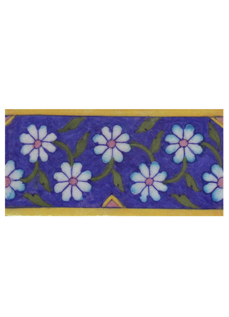 Turquoise Shading Flowers and Green leaf with Blue Base Tile2