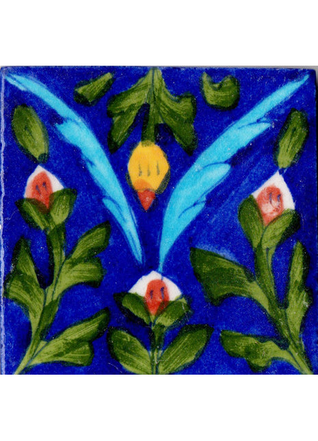 Handmade Kitchen Backsplash Blue Pottery Tiles