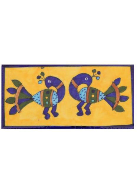 Two Peacock with Yellow Base Tile