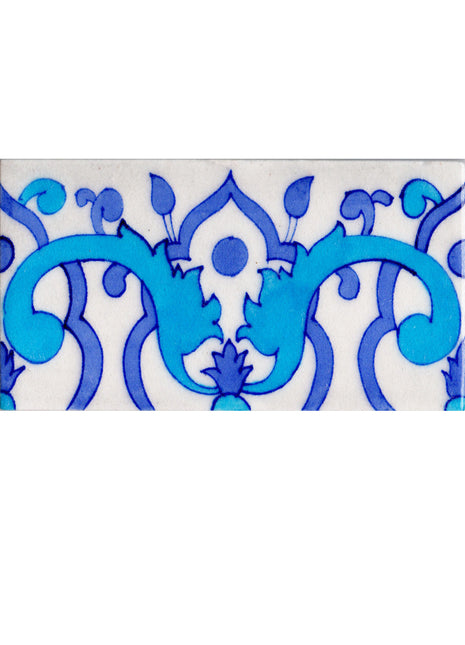 Turquoise and Blue Color Pattern On White Base Tile