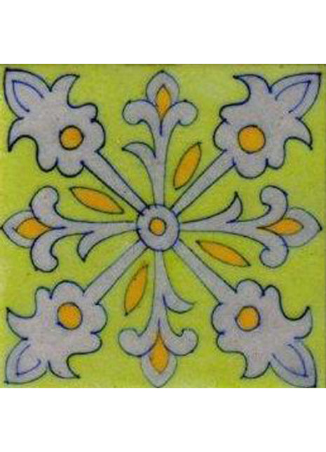 White and Yellow Design with Lime Green Base Tile