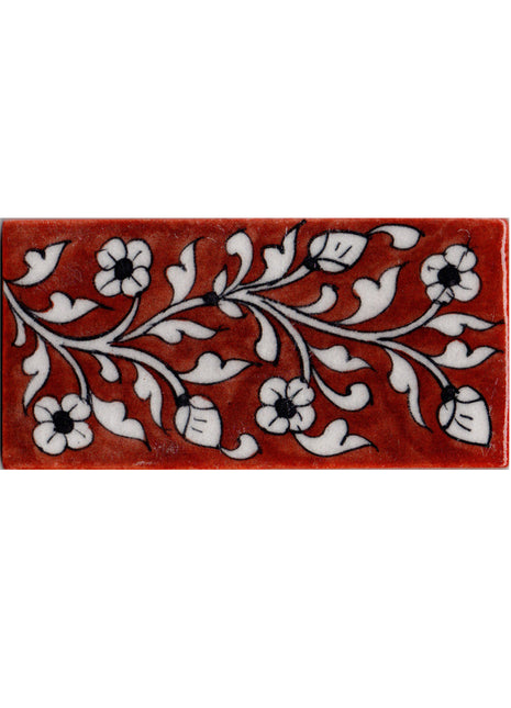 White Flowers and White Leaves On Brown Color Tile