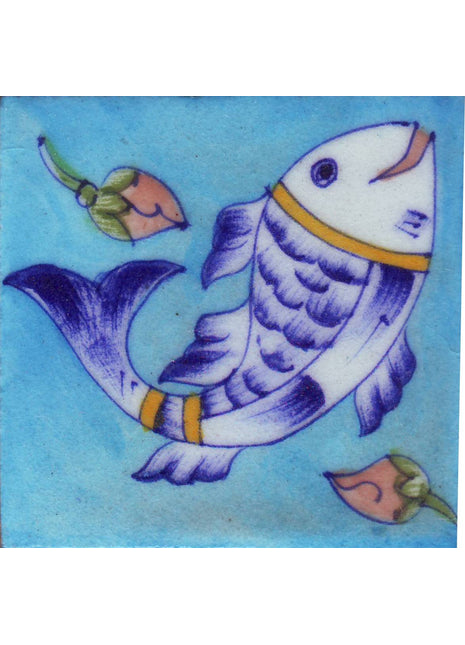 Blue fish on ocean blue tile (4x4-bpt17)