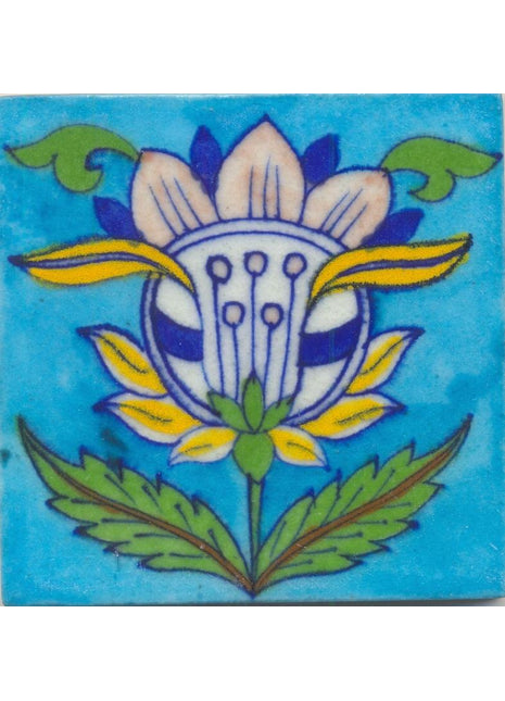 Turq. Base Flower Designed Tile