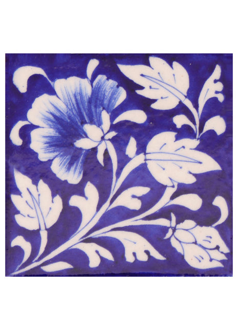 Luxury Kitchen Backsplash Floral Design Blue Pottery Tile