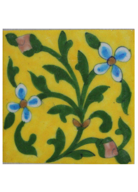 Yellow Base and Green Leaves 4x4 Tile
