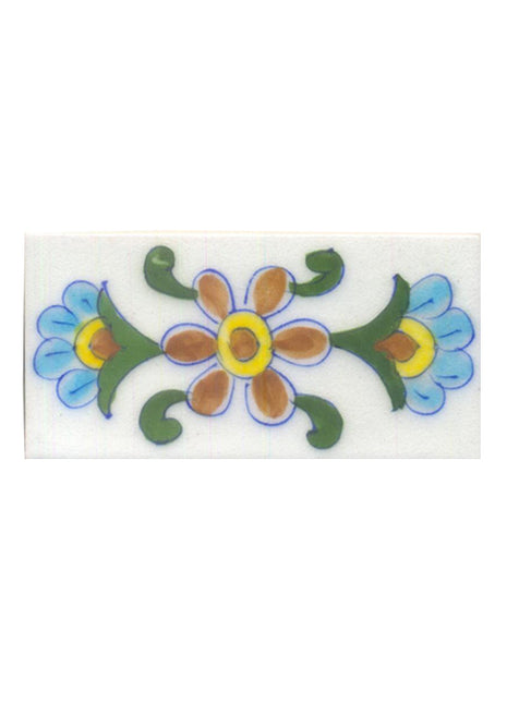 Turquoise, Yellow, Brown and Green leaf with White Base плитка